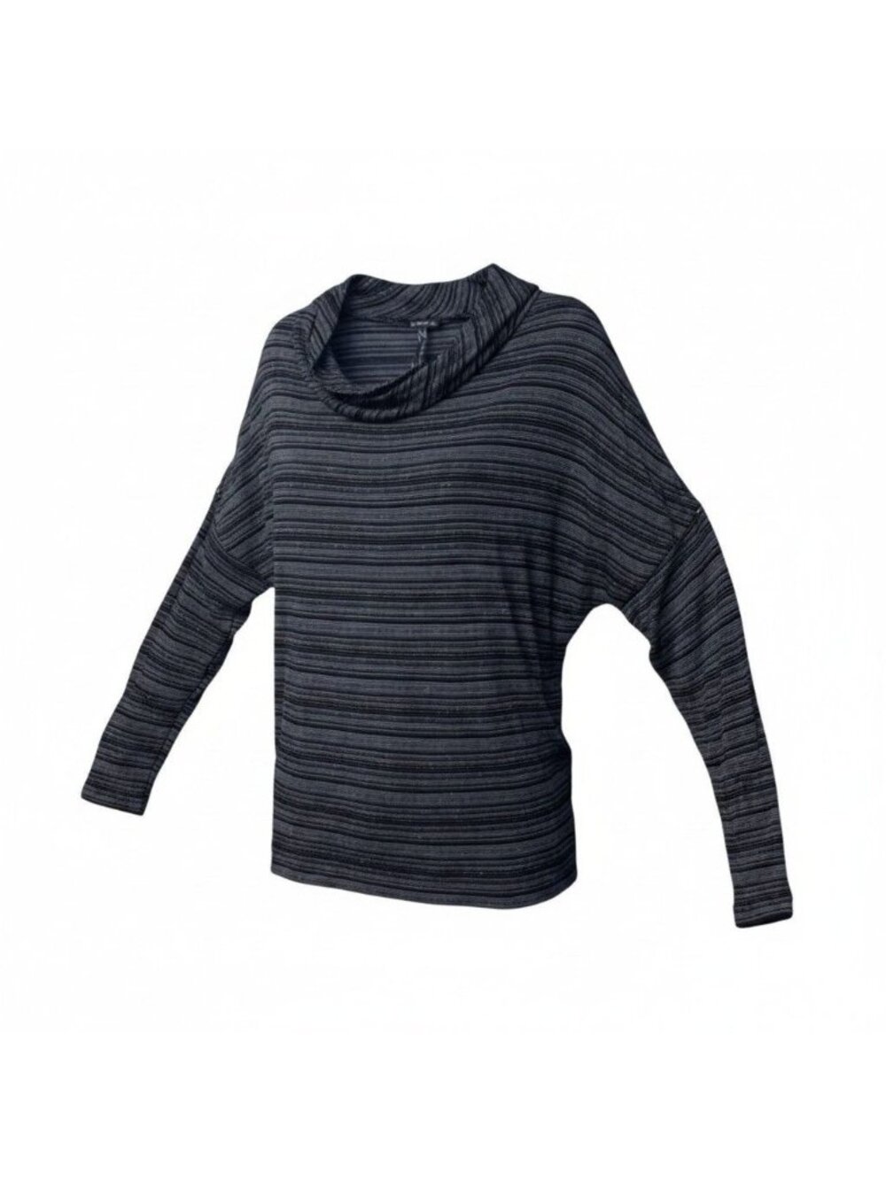 Seven7 Women’s Metallic Stripe, Cowl Neck, Dolman Sleeve Top, Black